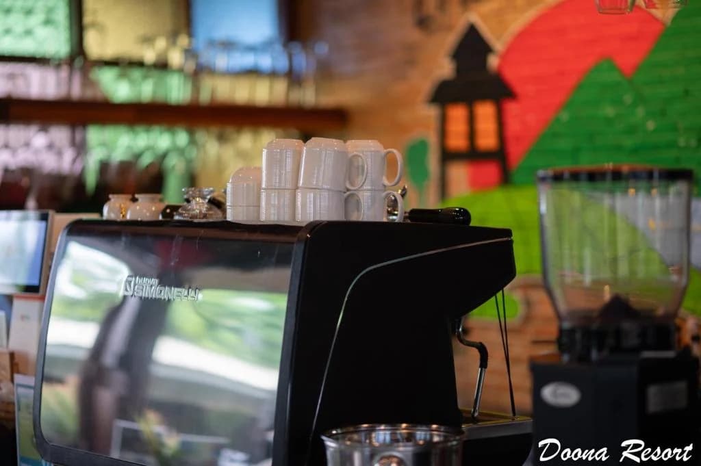 Coffee station inside Doona Resort restaurant in Mae Taeng