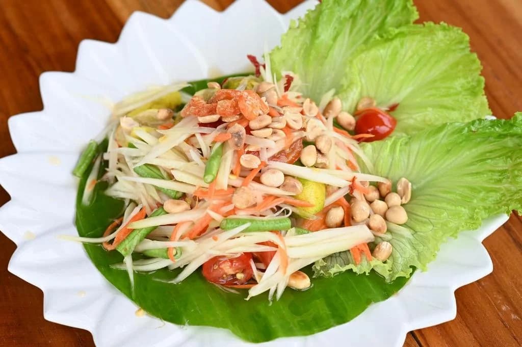 Thai papaya salad served at Doona Resort restaurant